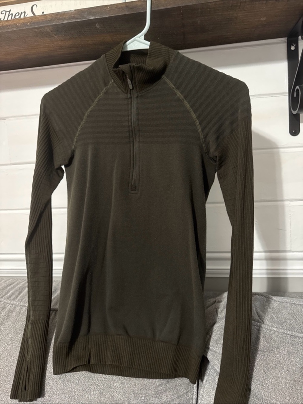 Lululemon athletica Women's Half-Zip Ribbed Pullover - Olive